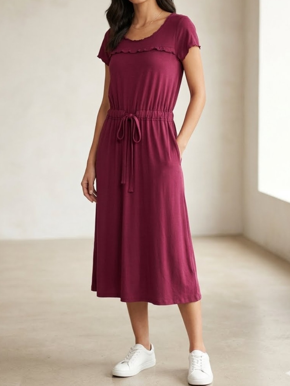 MARC BY MARC JACOBS Stretch Jersey Knit Midi Dress Fuschia XS
